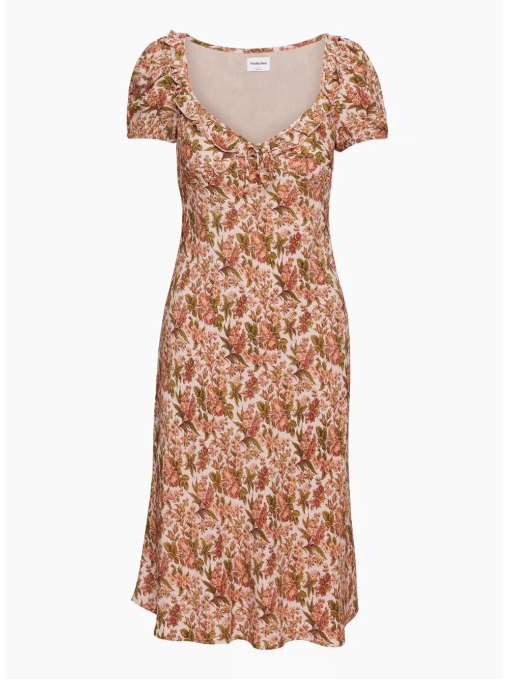 Aritzia Sunday Best Pink Floral Printed Scoop Neck Letti Midi Dress